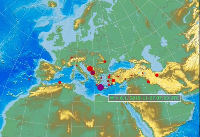 Силно земетресение от 6,1 по Рихтер разтърси остров Крит в Гърция