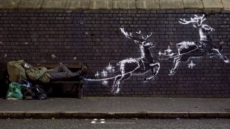 Тъжното лице на Коледа и новият графит на Banksy - 