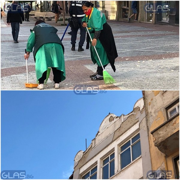 Градушката обрули Главната на Пловдив! Мазилка се стовари върху плочките СНИМКИ