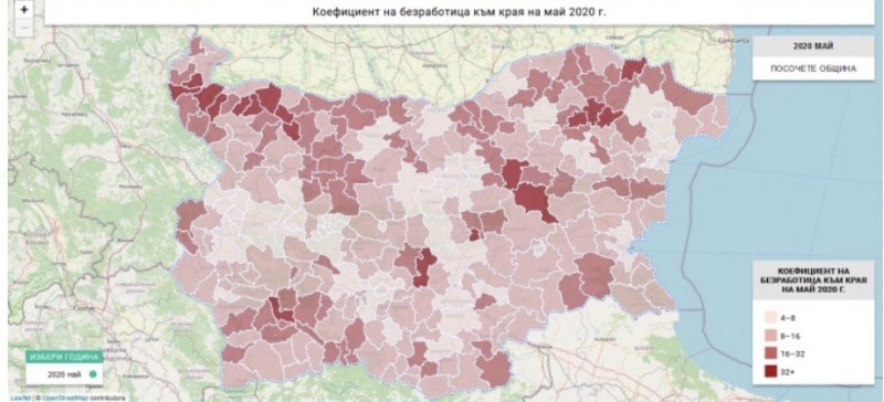 Безработицата по градове - вижте къде е най-голяма КАРТА