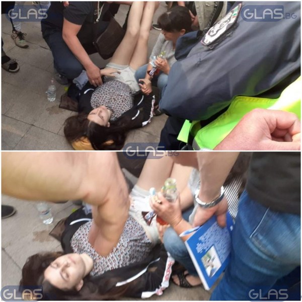 Момиче припадна на протеста! Полицаи й оказват помощ, лекари няма СНИМКИ
