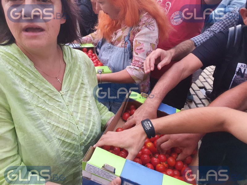 Протестиращите в София хвърлят чери домати и тоалетна хартия*