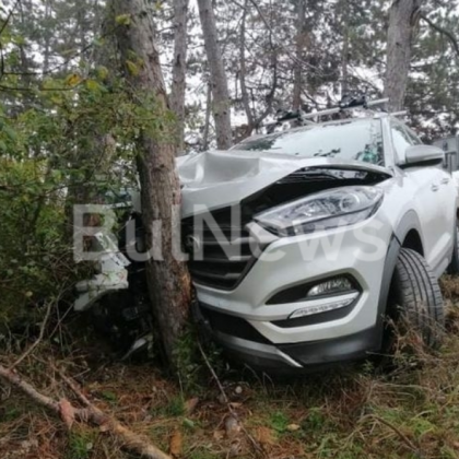 Джип шпори по Е-79, блъсна се в дърво СНИМКИ
