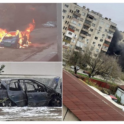 Само за 5 минути! Автомобил се запали и изгоря до основи СНИМКИ