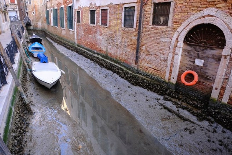 Каналите във Венеция пресъхнаха  СНИМКИ