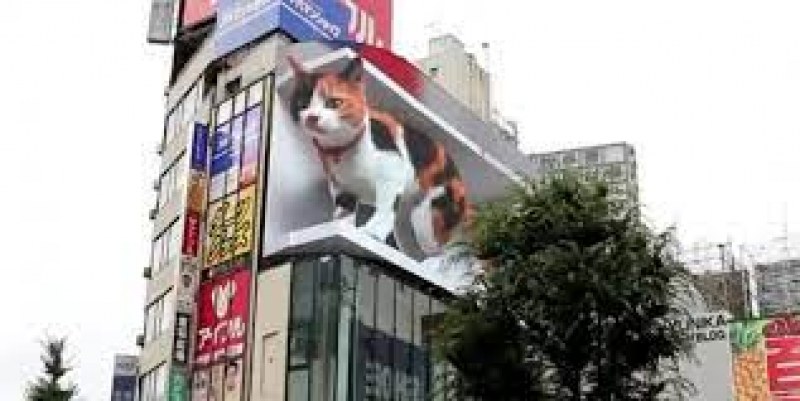 Гигантска котка следи жителите на Токио ВИДЕО