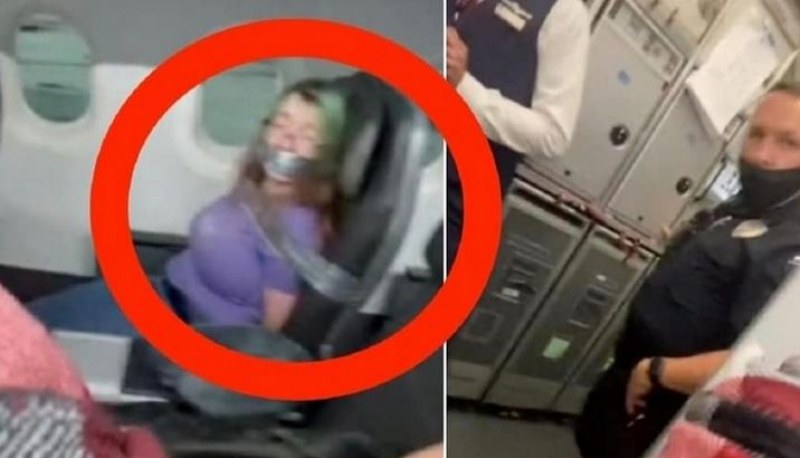 Жена опита да отвори врата на самолет, облепиха я с тиксо