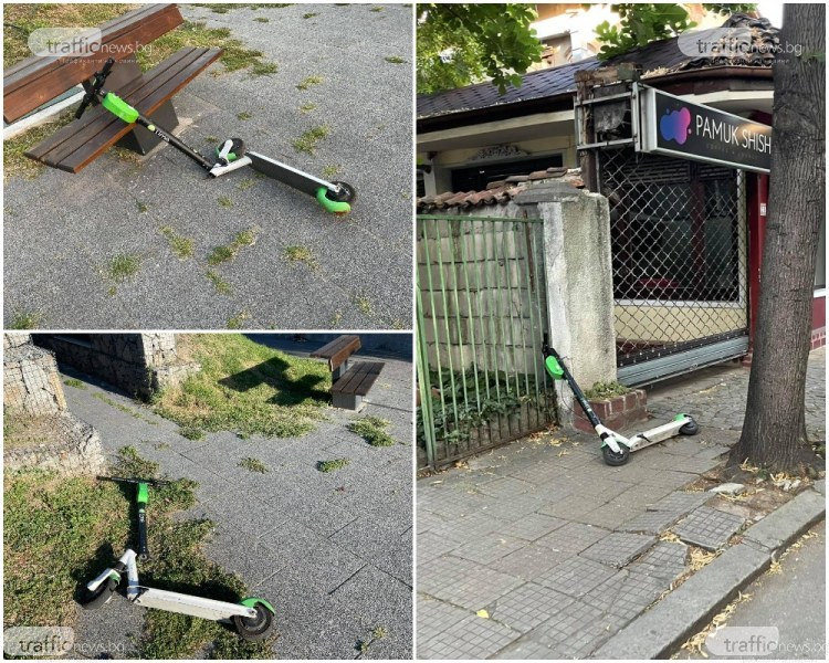 Изпочупени електрически тротинетки по улиците в Пловдив, заради пари или чист вандализъм? СНИМКИ