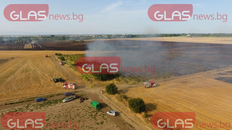Нов пожар пламна в Пловдивско, горят сухи треви СНИМКИ