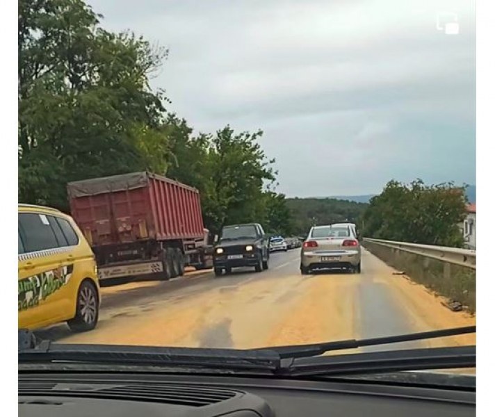 Два камиона се блъснаха на пътя Варна-Добрич, платното пожълтя