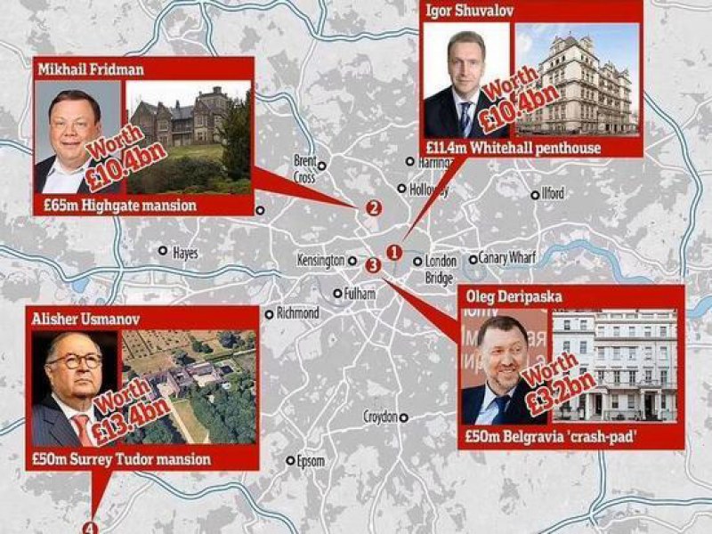 Daily Mail публикува "карта" с недвижими имоти на руски олигарси в Лондон