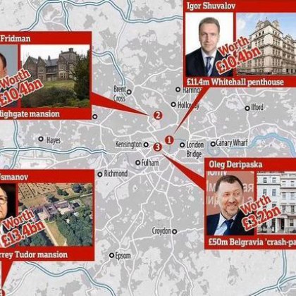 Daily Mail публикува "карта" с недвижими имоти на руски олигарси в Лондон
