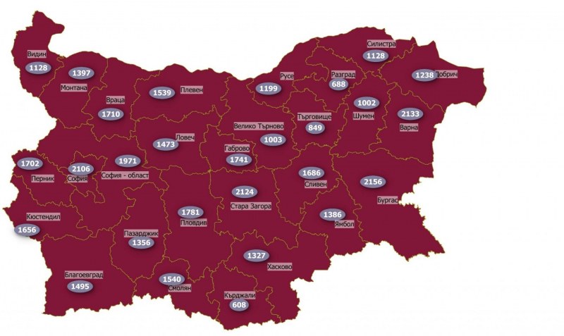 4 са областите с най-високата ковид заболеваемост последните 14 дни