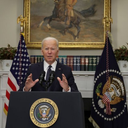 Американският президент Джо Байдън дава изявление от Белия дом за военната операция на