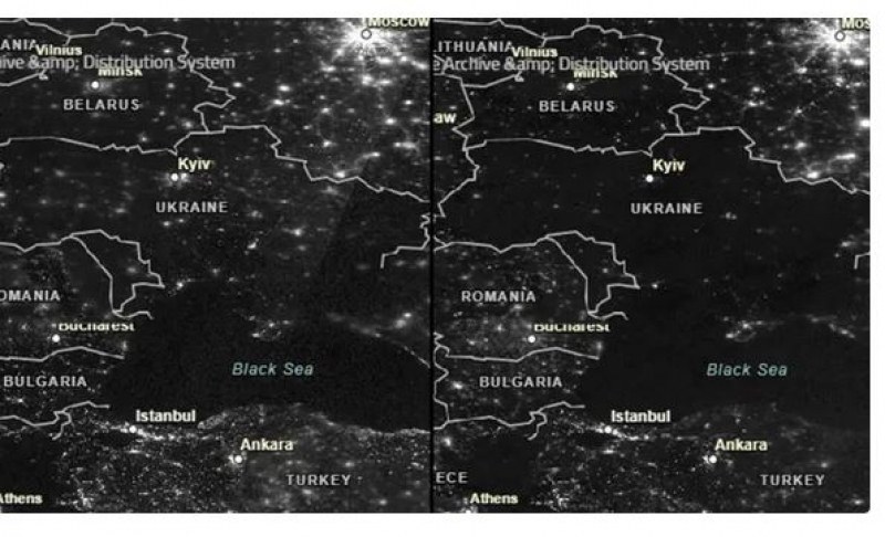 Сателитните снимки на НАСА на Украйна през нощта показват огромни