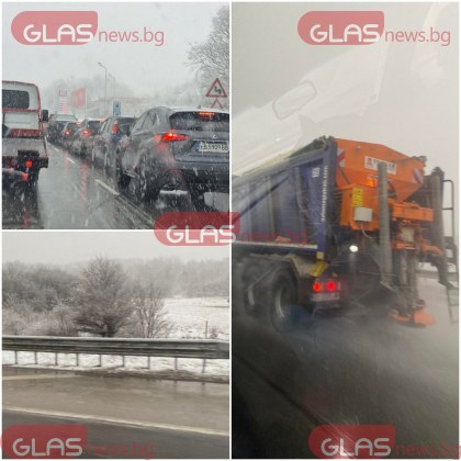 Априлски сняг вали в момента на магистрала Тракия сигнализираха читатели на