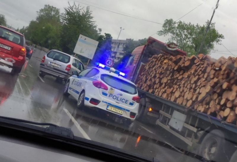 Кола и камион, натоварен с дърва се блъснаха СНИМКИ