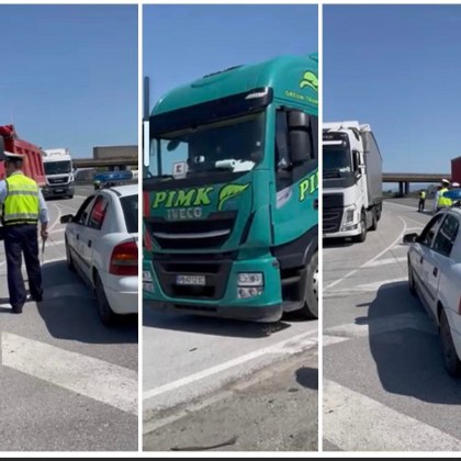 Полицаи връщат камиони които пътуват за протеста в София разбра