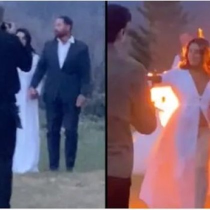 Младоженци се самозапалиха на сватбената си церемония ВИДЕО