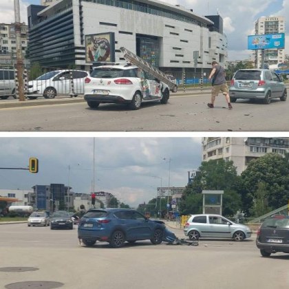 Катастрофа стана преди минути в София Два леки автомобила се