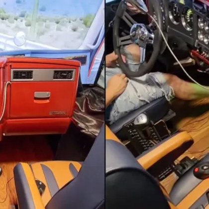 Мъж създаде реалистична симулация за шофиране на камион ВИДЕО