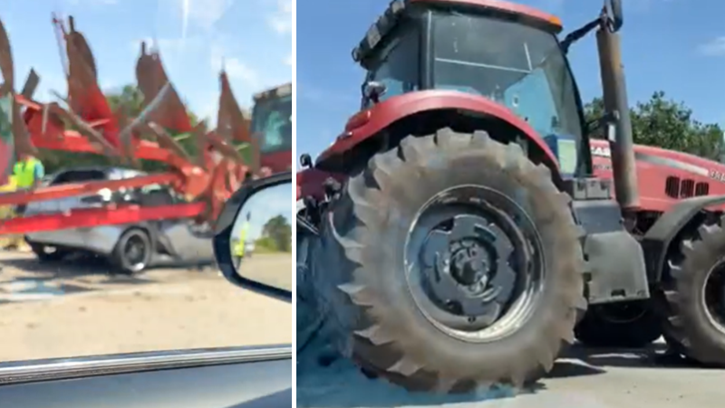 Дано шофьорът е жив! Кола се вряза в трактор СНИМКИ
