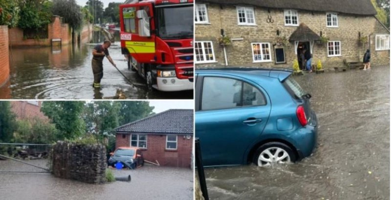 Проливните дъждове, които паднаха вчера във Великобритания, наводниха градини и