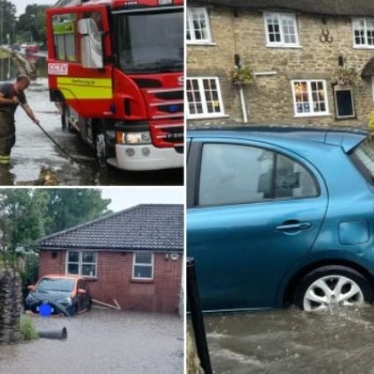 Проливните дъждове които паднаха вчера във Великобритания наводниха градини и