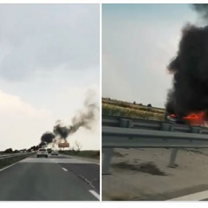 Джип, превозващ мигранти, се самозапали на АМ