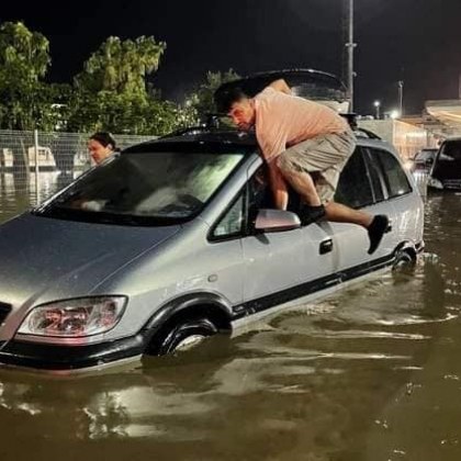 Наводнение на ГКПП Капитан Андреево снощи На кадри от Meteo