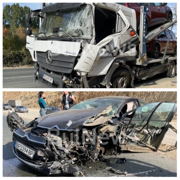 Тежка катастрофа! Кола и тир се блъснаха в пловдивски автовоз СНИМКИ