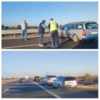 Километрова колона от автомобили се е образувала заради катастрофа на територията