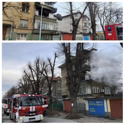 Три екипа огнеборци от Първа служба в Пловдив гасиха пламнала