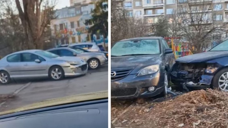 Катастрофа в София! Блъснати са паркирани коли* ВИДЕО