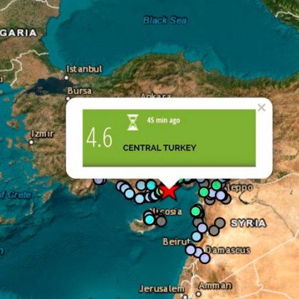 Земетресение с магнитуд 4 6 по Рихтер е разлюляло централна Турция