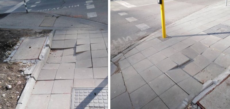 Ремонт на ремонта №2: Тротоар отново хлътна в София СНИМКИ