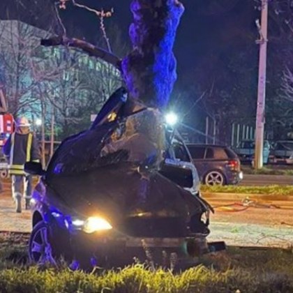 Лек автомобил Субару се заби странично в дърво на булевард