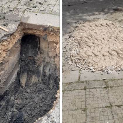 Дълбоката дупка която се появи вчера в Пловдив вече е