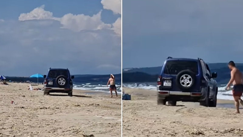 Шофьор подкара колата си на плаж Камчийски пясъци ВИДЕО