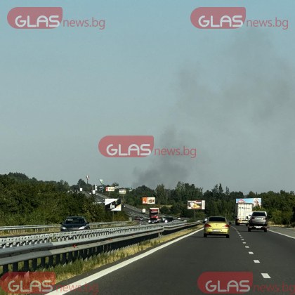 Пожар е избухнал край магистрала Тракия в района на Пазарджик