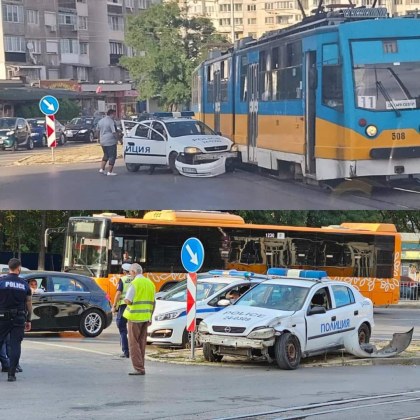 Инцидент между патрулен автомобил и трамвай е станал на бул