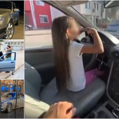Малко момиченце подкара кола до КАТ в Пловдив, баща ѝ я подстрекава ВИДЕО