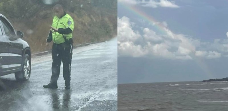 История за дълг и човечност: Полицай прекара часове под дъжда след бедствието