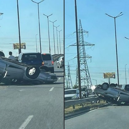 Меле в София! Кола се обърна по таван СНИМКИ