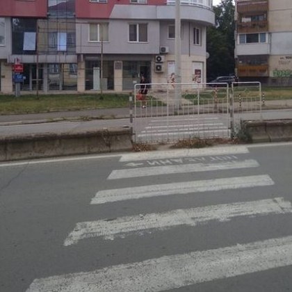 Пешеходна пътека в Русе със заграждения изненадва гости на града Зебрата