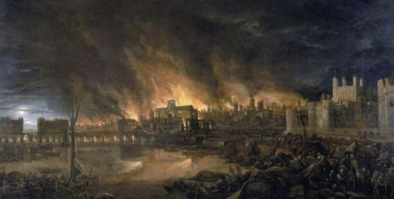 На 2 септември 1666 г. в Лондон избухва Големият пожар и поглъща