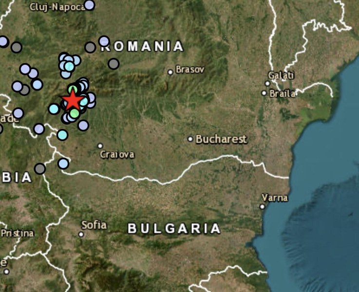 Трус с 3,4 по Рихтер разлюля Югозападна Румъния преди минути.