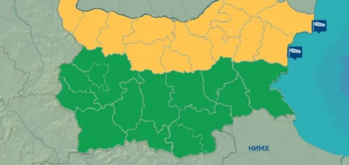 Днес в северната половина на България важи жълт код за