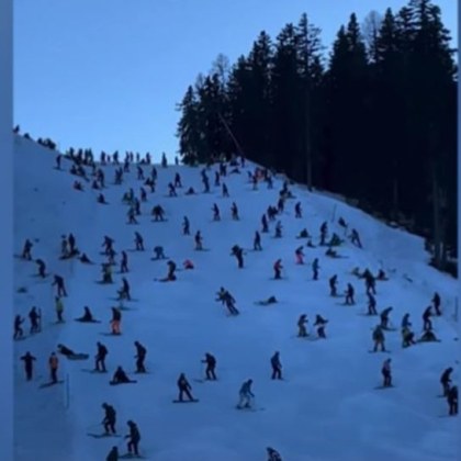 В Австрия скиори блокираха спускането от пистата след купон   Във видео се