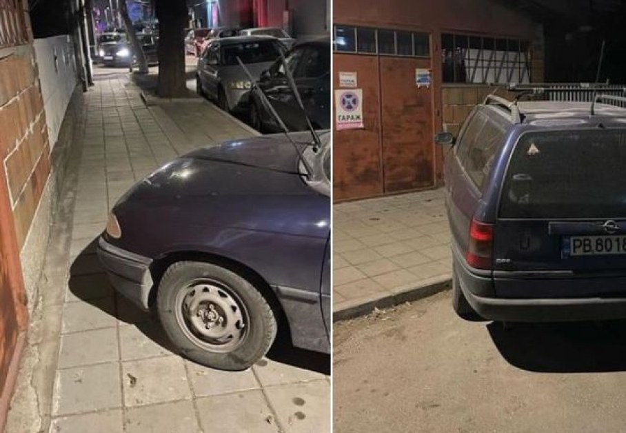 Топ паркиране в Пловдив: Шофьор спря върху тротоар и пред гараж